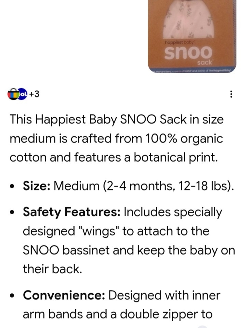 Happiest Baby SNOO Sack in Light Pink Botanical